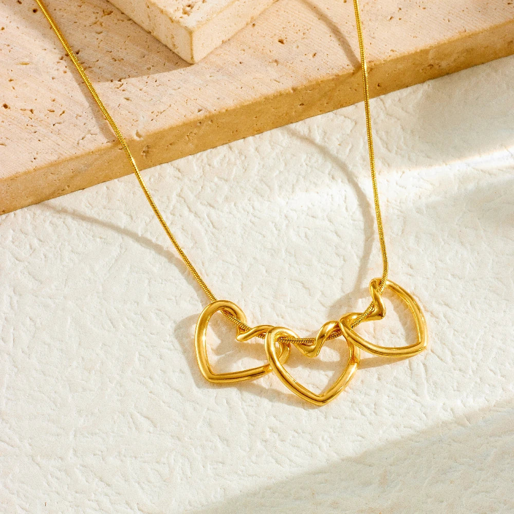 DIEYURO 316 Stainless Steel Golden Minimalist Heart Necklace For Women Fashion Trend Girl Jewelry Valentine's Day Gift Joyas