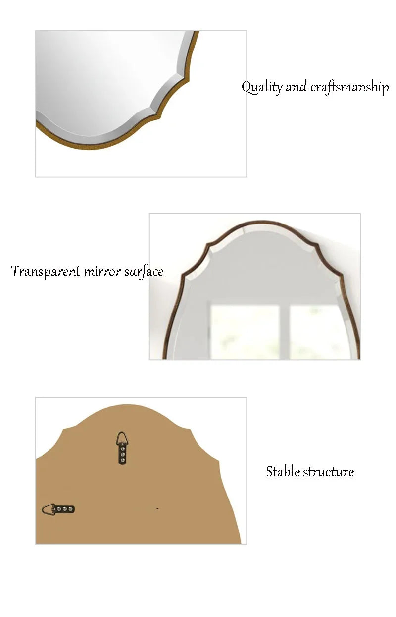 Retro Wall Mounted Bathroom Decorative Mirror French Light Luxury Bathroom Mirrors Hotel Home Furnishings Espejos De Baño