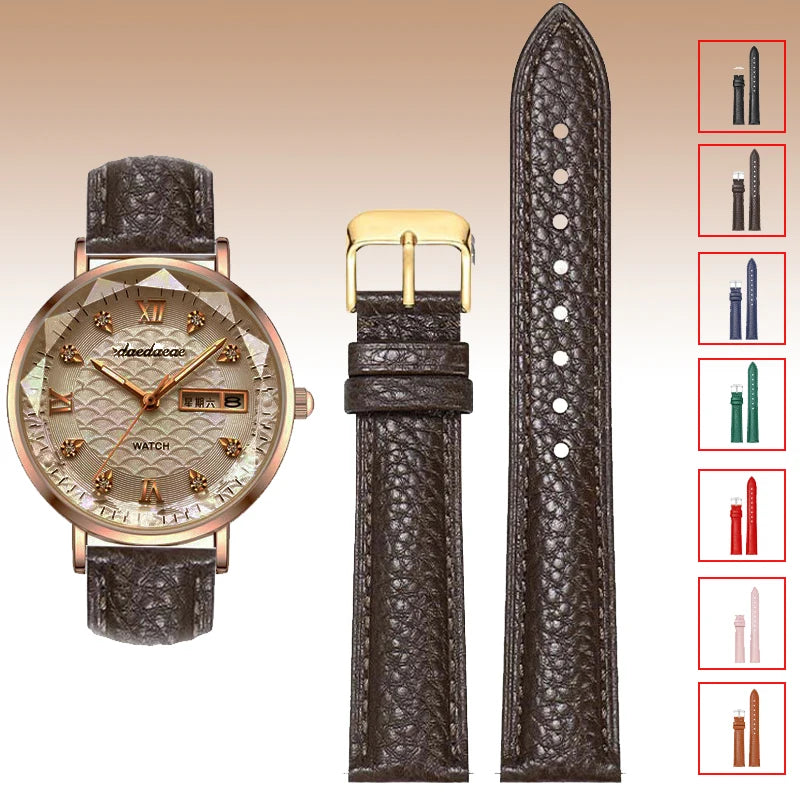 2025 genuine Leather watch strap  Accessories  wristband 10mm 12mm 14mm 16mm 18mm 20mm 22mm Genuine Leather   Strap with Tool