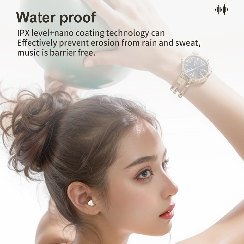Mini Invisible Headphones Bluetooth-Compatible 5.4 Earphones Noise Reduction Tiny Discreet Hidden Earphones for Music Home Work