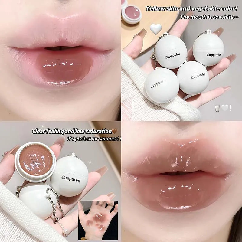 Crystal Mirror-like Lip Glaze Jelly Hydrating and Moisturizing Lipstick Balm Grape Rose Watery Lip Gloss Makeup Plump Lip Beauty