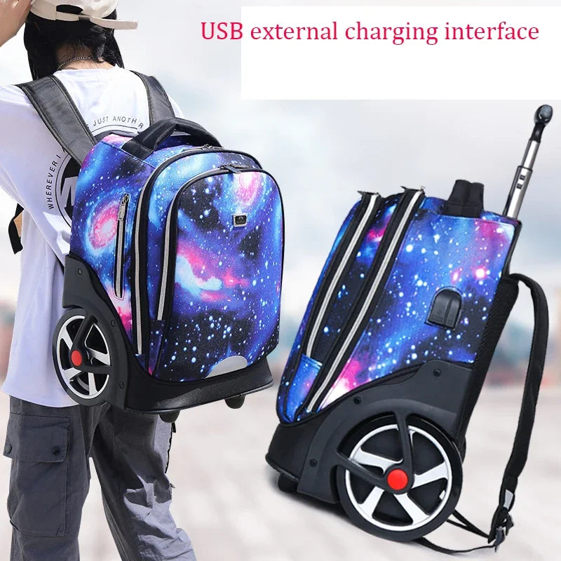 Trolley backpacks bags for teenagers School Wheeled backpack for girls USB Charging Port backpack On wheels luggage Rolling Bags