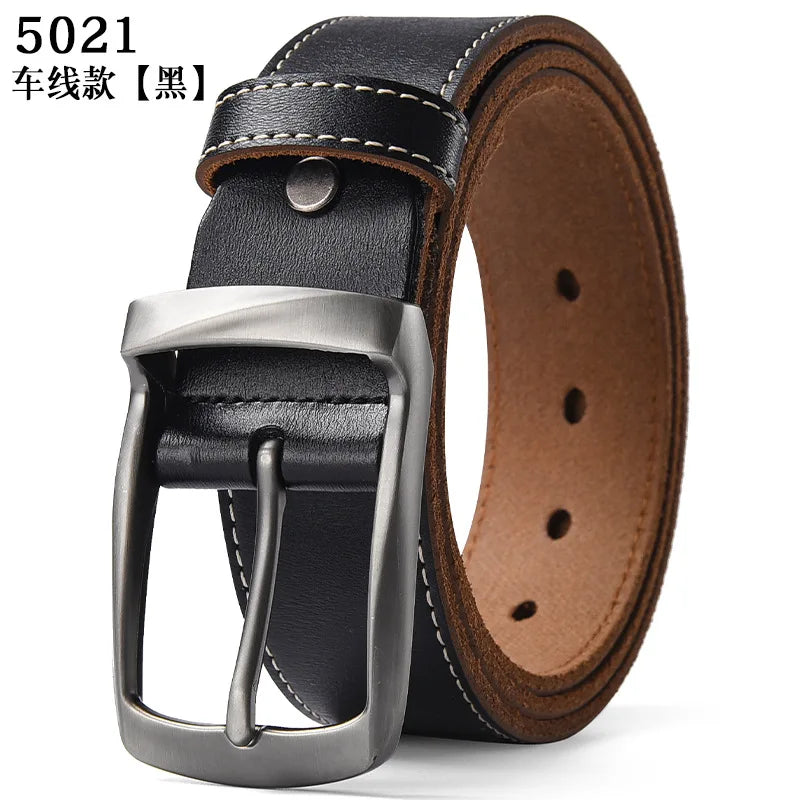 Men's Genuine Leather Needle Buckle Waistband Large Size 105-140 150 160 170cm Cowhide Retro Belt Handmade Casual Trend Belt