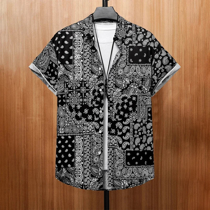 Summer Tiki Men'S Hawaiian Shirt 3D Printed Short Sleeved Button Down Lapel Shirt Oversized Tops Casual Aloha Shirts Man