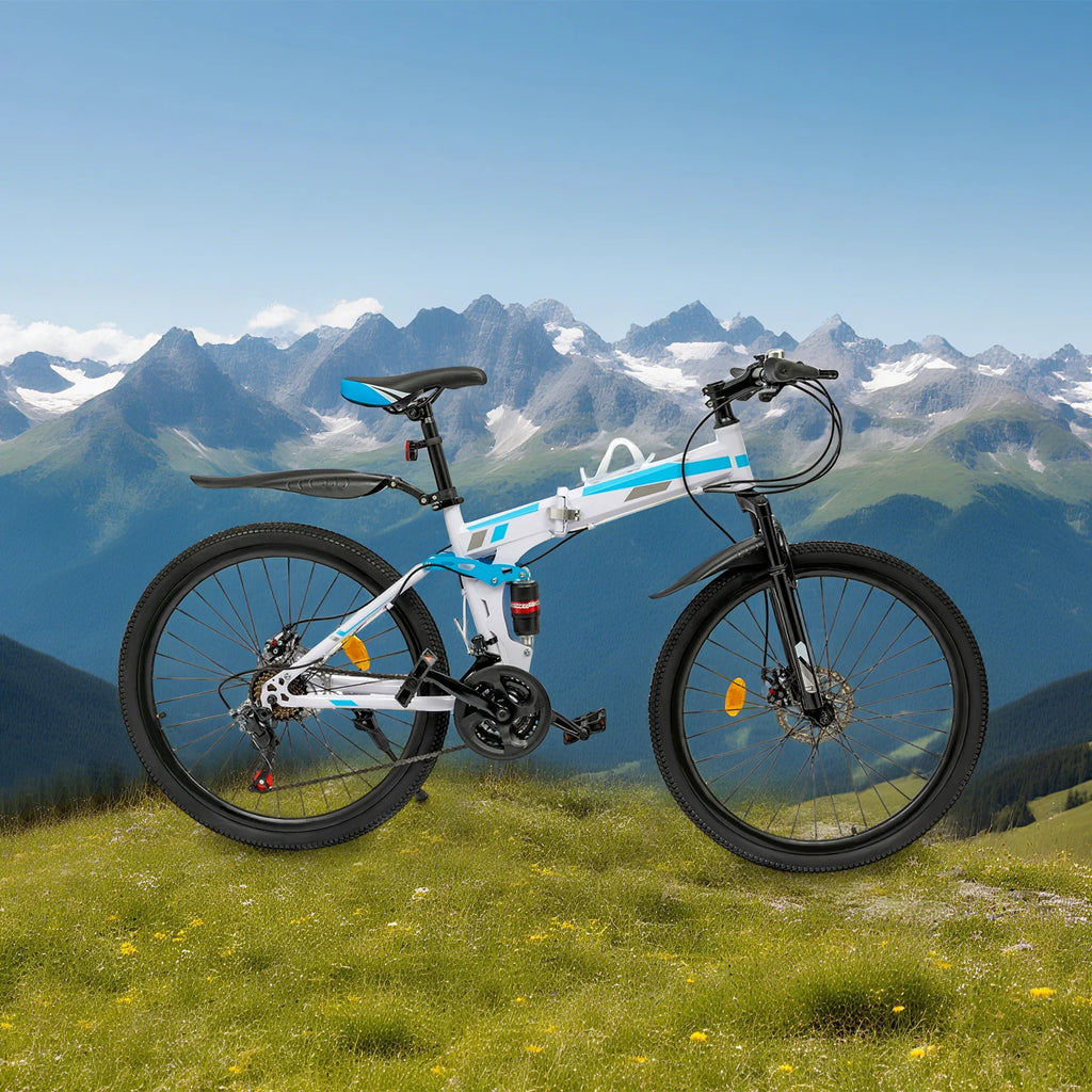 21 Speed Foldable Mountain Bike, 5.64 * 3.48 Ft Mountain Bike Suitable for Daily Commuting, Fitness, And Racing