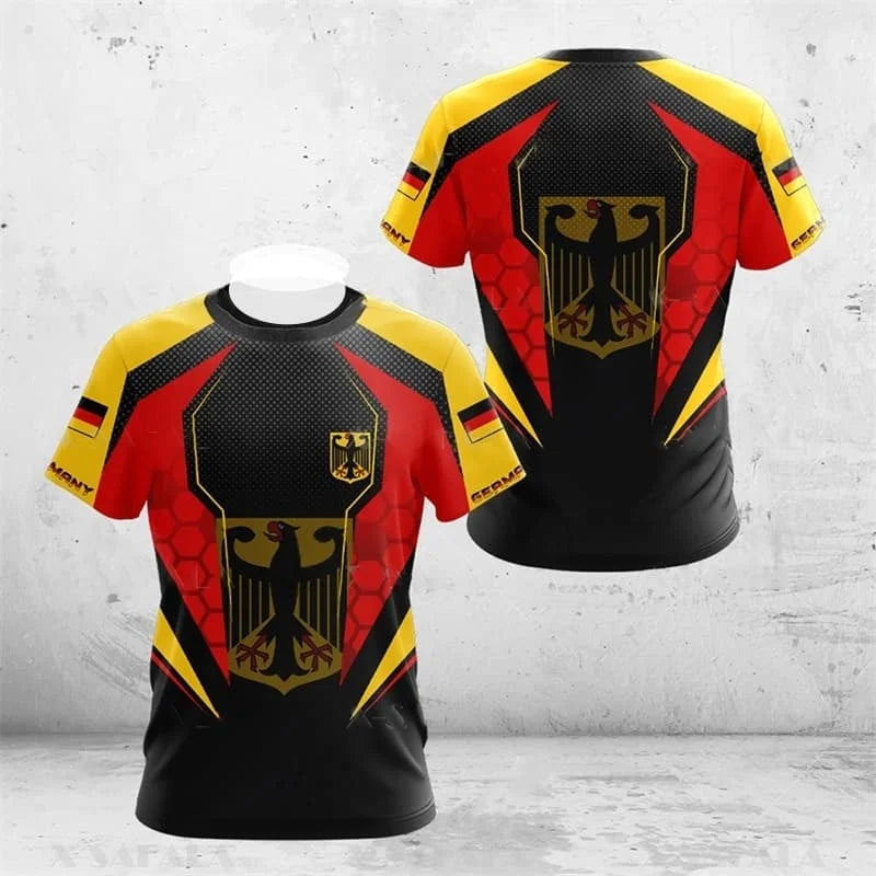 German National Emblem T-Shirt for Mens' Sports Gym T-Shirt Summer Quick Dry Short Sleeves Women Wetsuit Surfing Suit Beachwear
