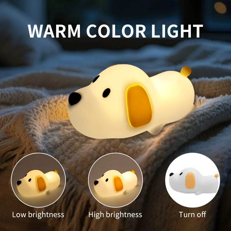 Cartoon Dog Night Light, Reading Lamp, Rechargeable and Timable. Ideal for home decor,birthday/holiday gifts,and sleep with you
