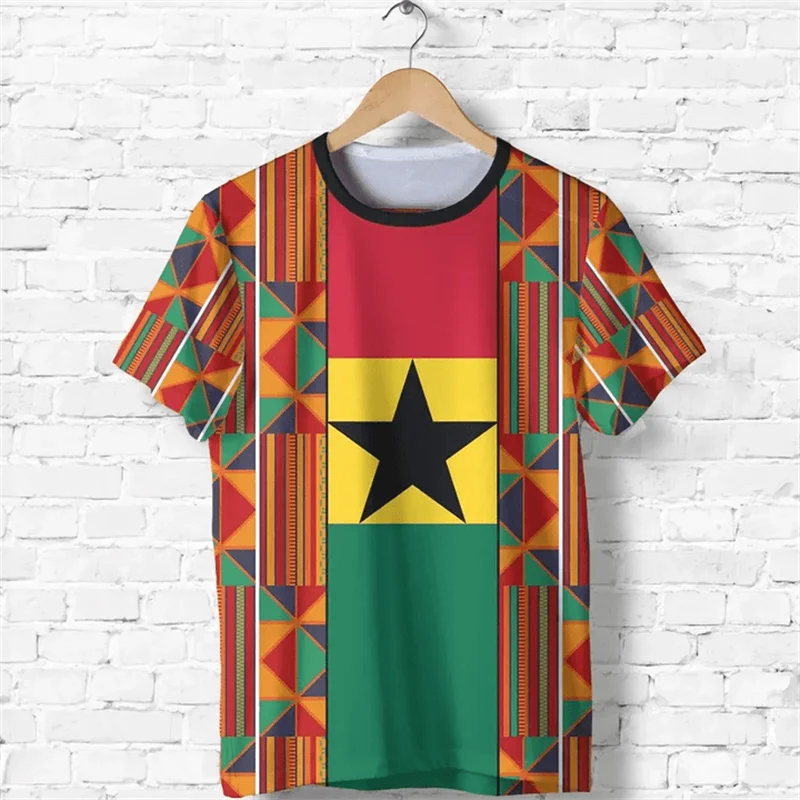 3D Ghana Nationa IndependenceDay Printed T Shirt The Republic-of Ghana Emblem Flag Graphic Tee-shirts For Men Mens Clothing Tops