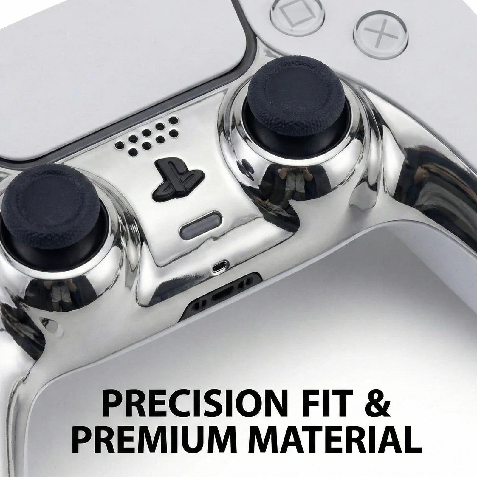 Decorative Strip for PS5 Controller Joystick Chrome Handle Cover Replacement with Pry Bar DIY Precise Fit Shell Trim Accessories