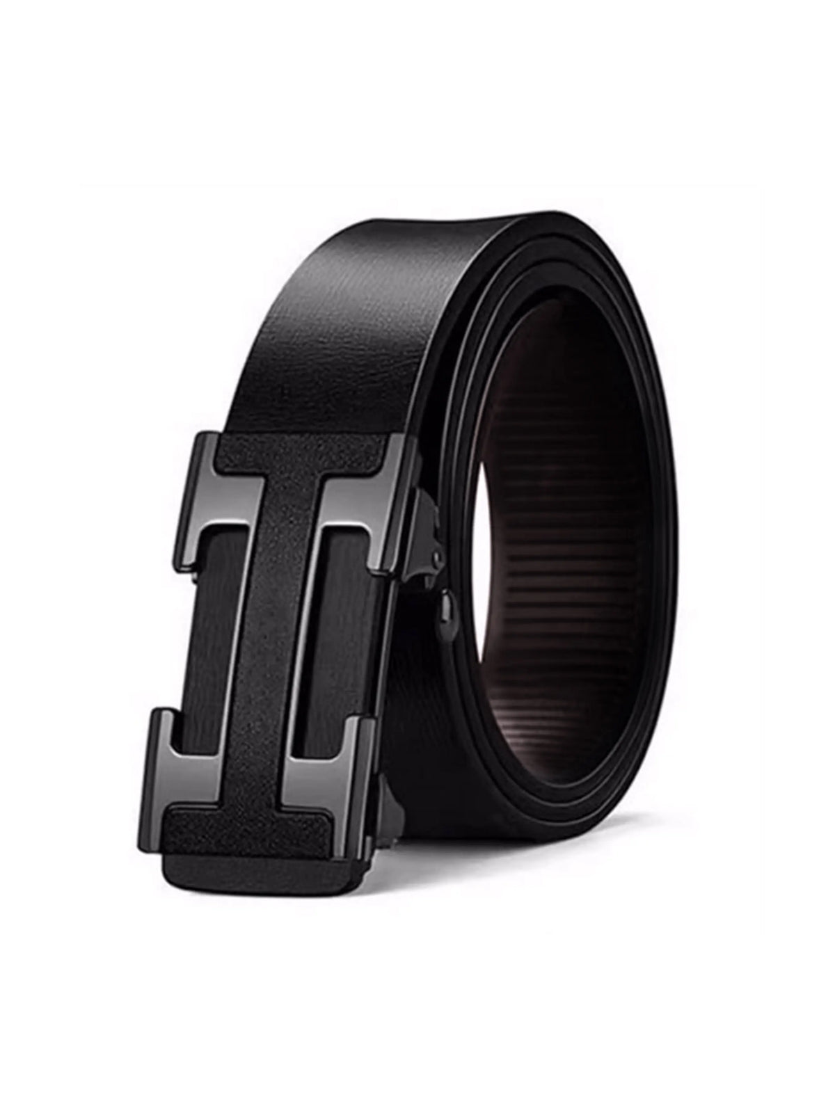 New men's belt letter buckle tide wide fashion casual Joker business belts.