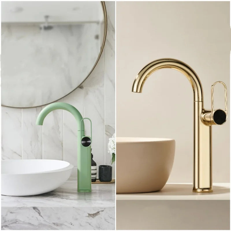 Swivel Spout Tall Washroom Faucet Mixer Torneiras De Cozinha Para Pia De Banheiro Household Brass Basin Bathroom Tap Hot Cold