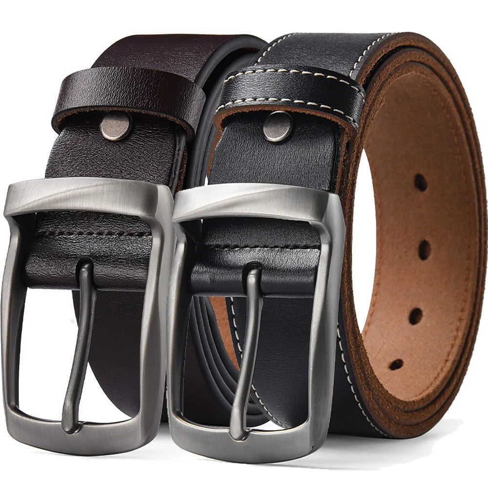 Men's Genuine Leather Needle Buckle Waistband Large Size 105-140 150 160 170cm Cowhide Retro Belt Handmade Casual Trend Belt