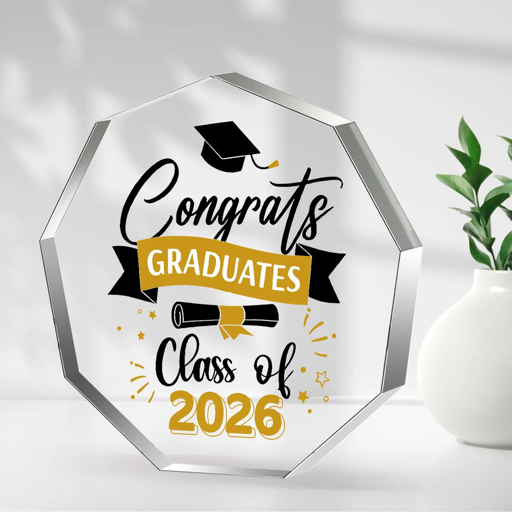 2026 Graduation Keepsake-Acrylic Desk Ornament for College & High School Grads,No Batteries Required,Feather-Free Party Supplies