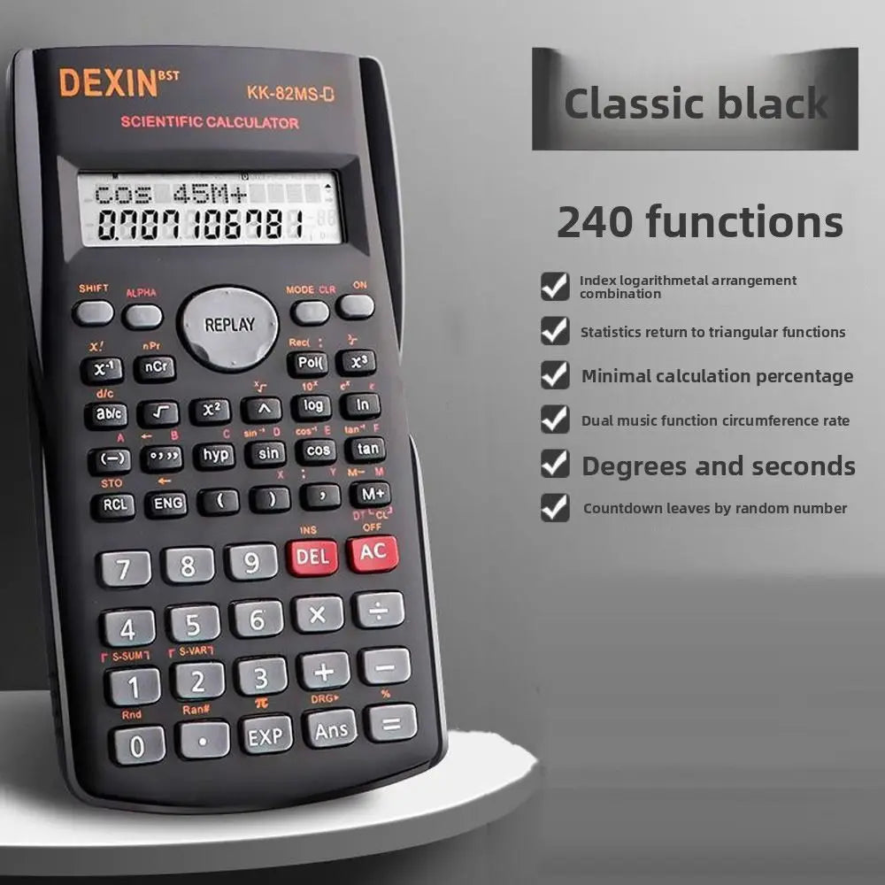 12 Digits Display Scientific Calculator 2-Line Screen Multifunctional 240 Functions Calculator Portable Simple Operation