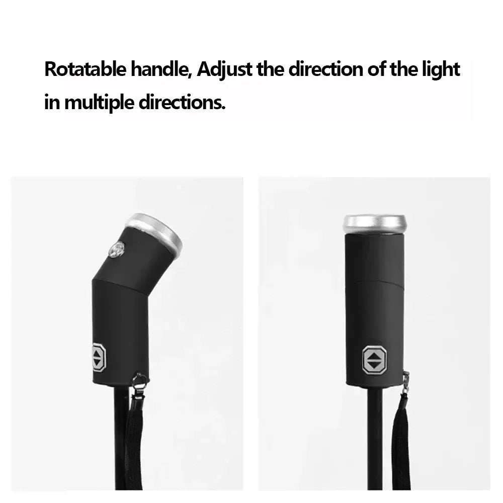 Fully automatic folding waterproof umbrella with LED flashlight and UV protection, wind and rainproof