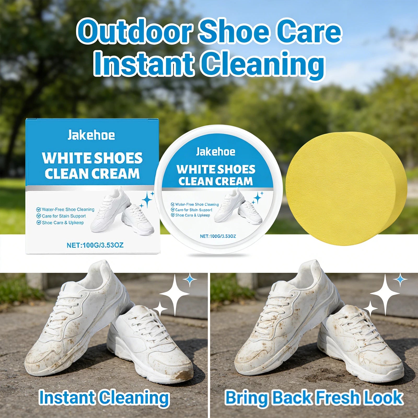 White Shoe Cleaning Cream Remove Yellow Stains Reduce Odor Water-Free Restore Luster Decontamination Specific White Shoe Cleaner