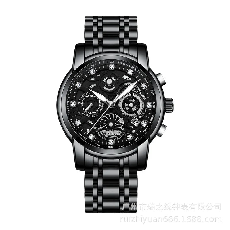 Ruizhiyuan best-selling gold watch - men's luxury waterproof watch, large gold-plated watch