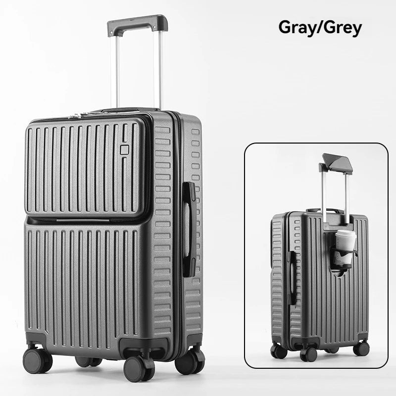 Front opening luggage compartment for men, 20 inch boarding case, travel suitcase for students, 24 inch large capacity, durable