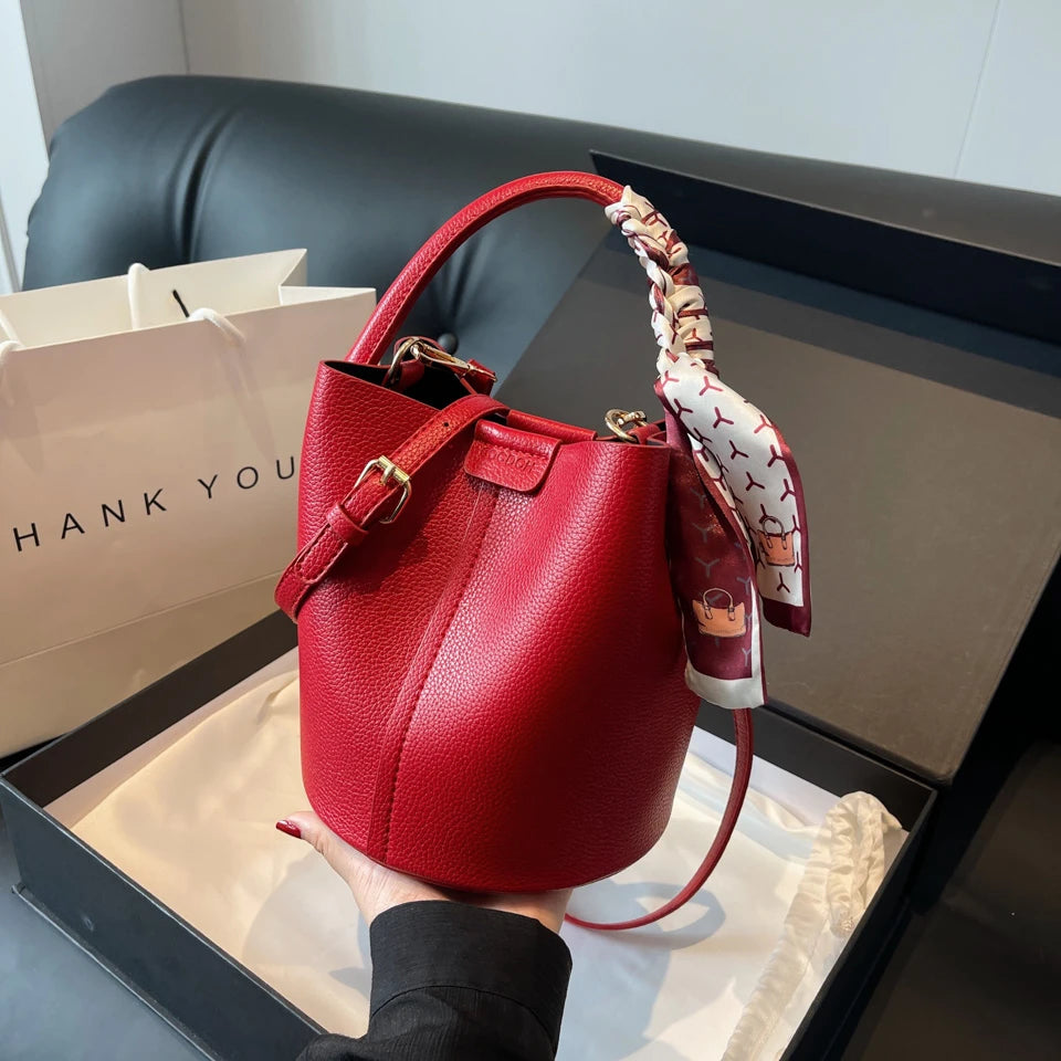 Hot Selling Simplicity High-End Women's Crossbody Bag Pu Material Versatile Bucket Bag Fashion Handbag Commuting