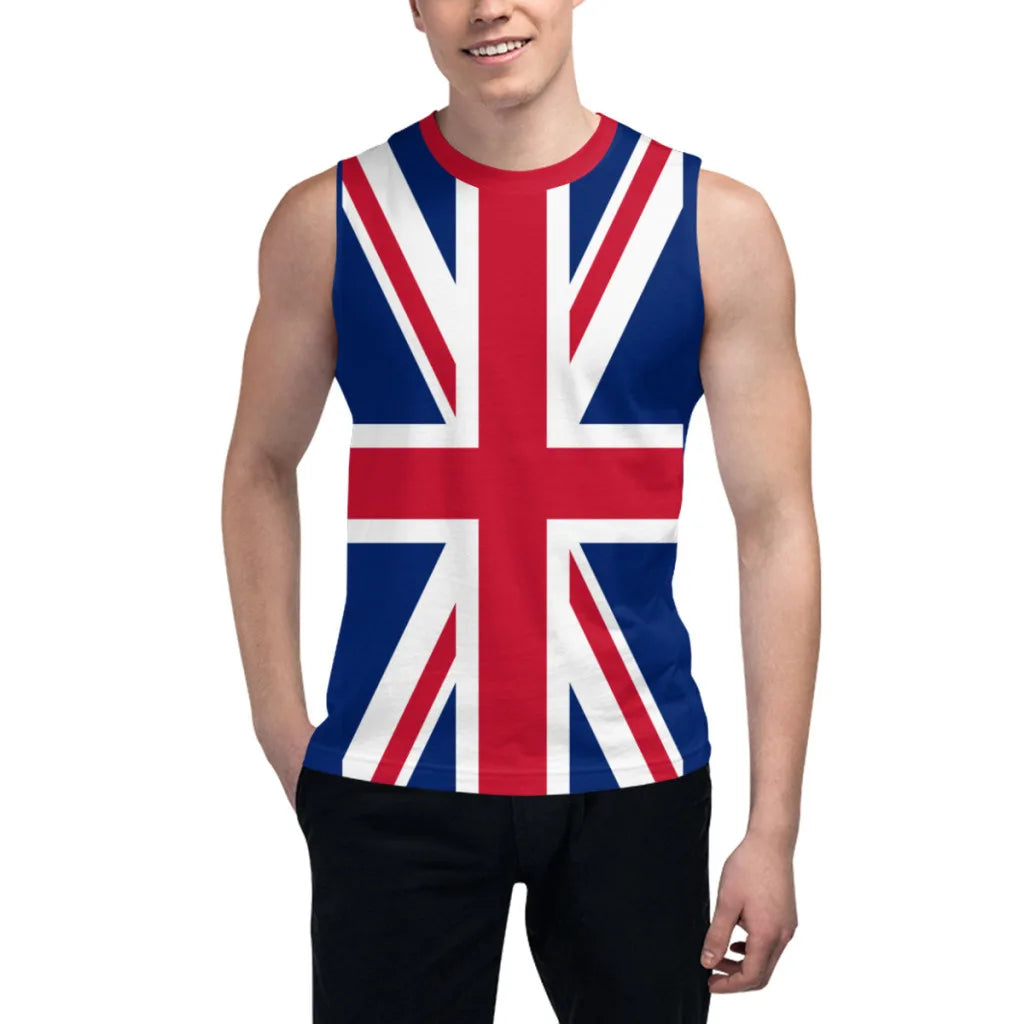 Sleeveless T-shirt United Kingdom GB British Flag 3D Men's Boys Tshirt Gyms Tank Tops Fitness Joggers Basketball Training Vest