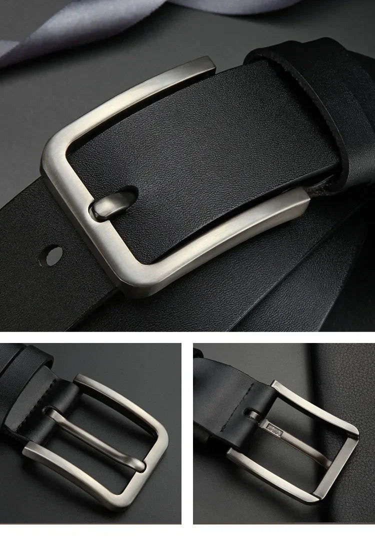 Business Leisure Men's Alloy Square Pin Buckle Belts Male Famous Brand Luxury Designer Synthetic Leather Jeans Belts for Men