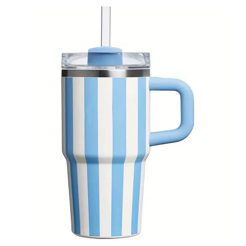 20oz Thermal Water Bottle With Handle and Straw Drinkware Hot Cold Stainless Steel Thermos Portable Car Coffee Cups Thermal Mug