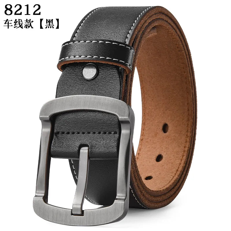 Men's 105-140 150 160 170cm Plus Size Soft Cowhide Belt Metal Pin Buckle Male Leather Waistband Real Leather Jeans Waist Straps