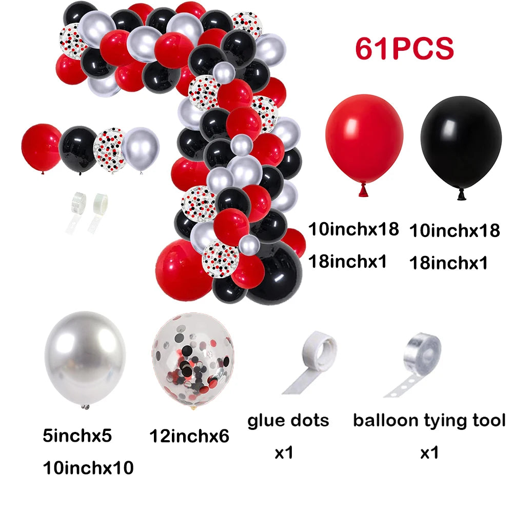 1 Set Red Black Balloons Garland Arch Kit Baby Shower Birthday Decorations Red White Black Silver Balloon Graduation Party Decor