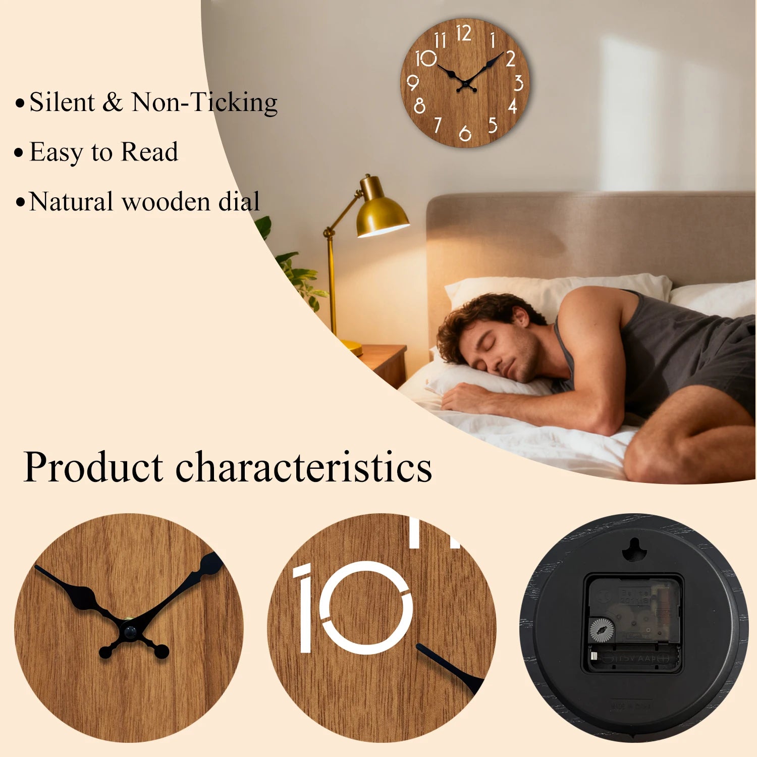 Modern Wooden Wall Clock Minimalist Decor for Living Room Bedroom Non Ticking Clock Stylish Gift for Home Decor Enthusiasts
