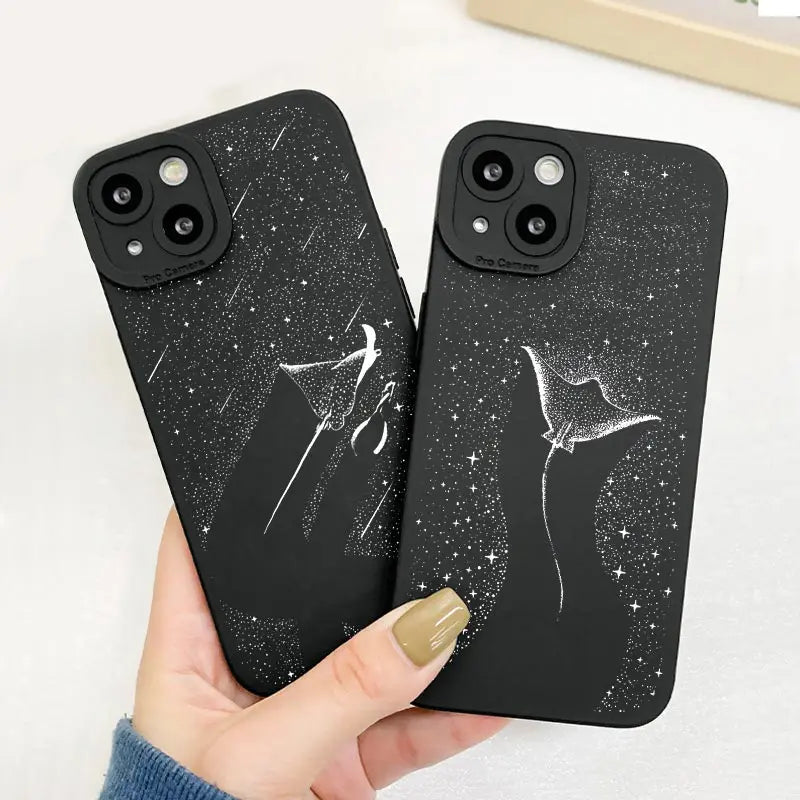 Ocean Animal Cute Dolphin Sea Turtle Dotted Painting Phone Case For iPhone 14 11 12 13 Pro Max 7 8 Plus X XR XS Silicone Covers