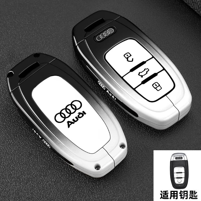 3 Button Metal Car Key Case Cover Key Protect Shell For Audi A3 A4 Q3 Q5 TT A1 A4L A5 Q5L Q7 A6L A7 A8L A6 S3 S4 RS5 RS Sticker
