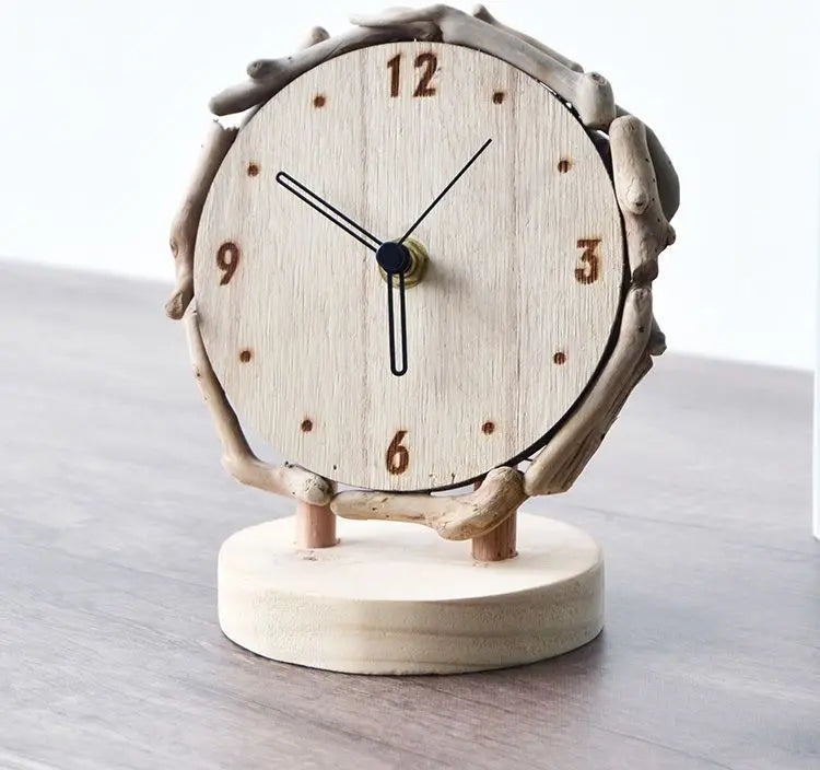 Log Desk Clock Living Room Simple Desktop Ornament Clocks Creative Silent Table Clock Watch Home Decoration