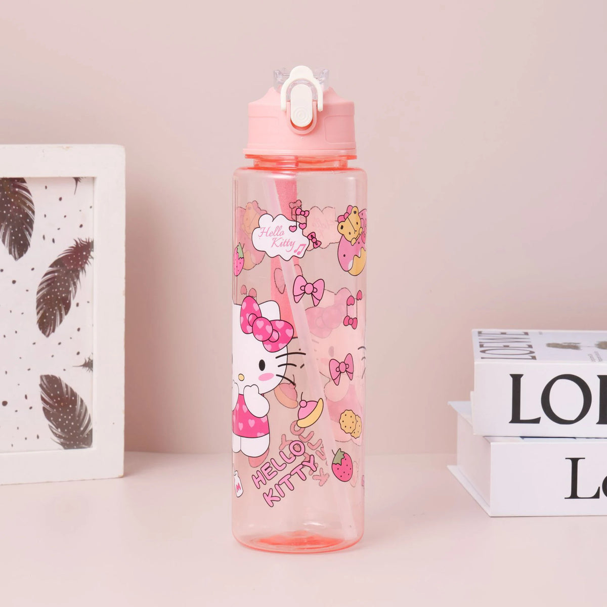 Pink Hello Kitty 800Ml Water Bottle Kuromi Melody Anime Design Large Capacity Pop-Up Straw Leakproof Outdoor Sport Gifts