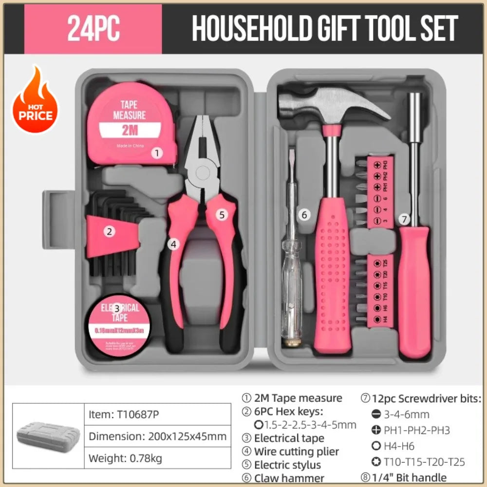 Best-Selling 24 PCS Home Repair Set Multi-Function Manual Repair Tool Kit Complete Hardware Tool Collection