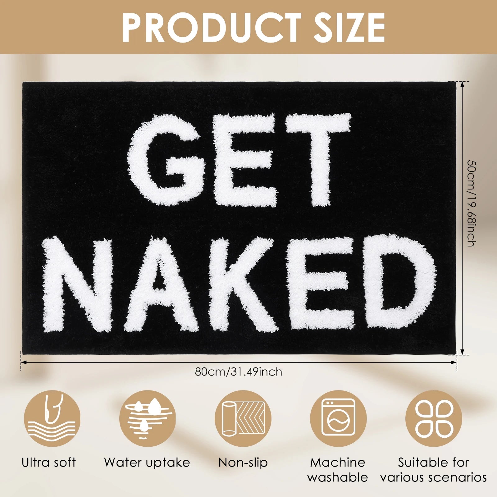 Bath Mat Polyester Absorbent Floor Mat 50x80 CM Funny Bathroom Rug Comfortable Anti Slip Shower Door Mat for Home Decoration