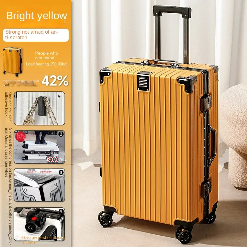 Suitcase Aluminum Frame New Luggage Men and Women Password trolley case Student Removable Wheel 20/28 inch Travel Suitcases