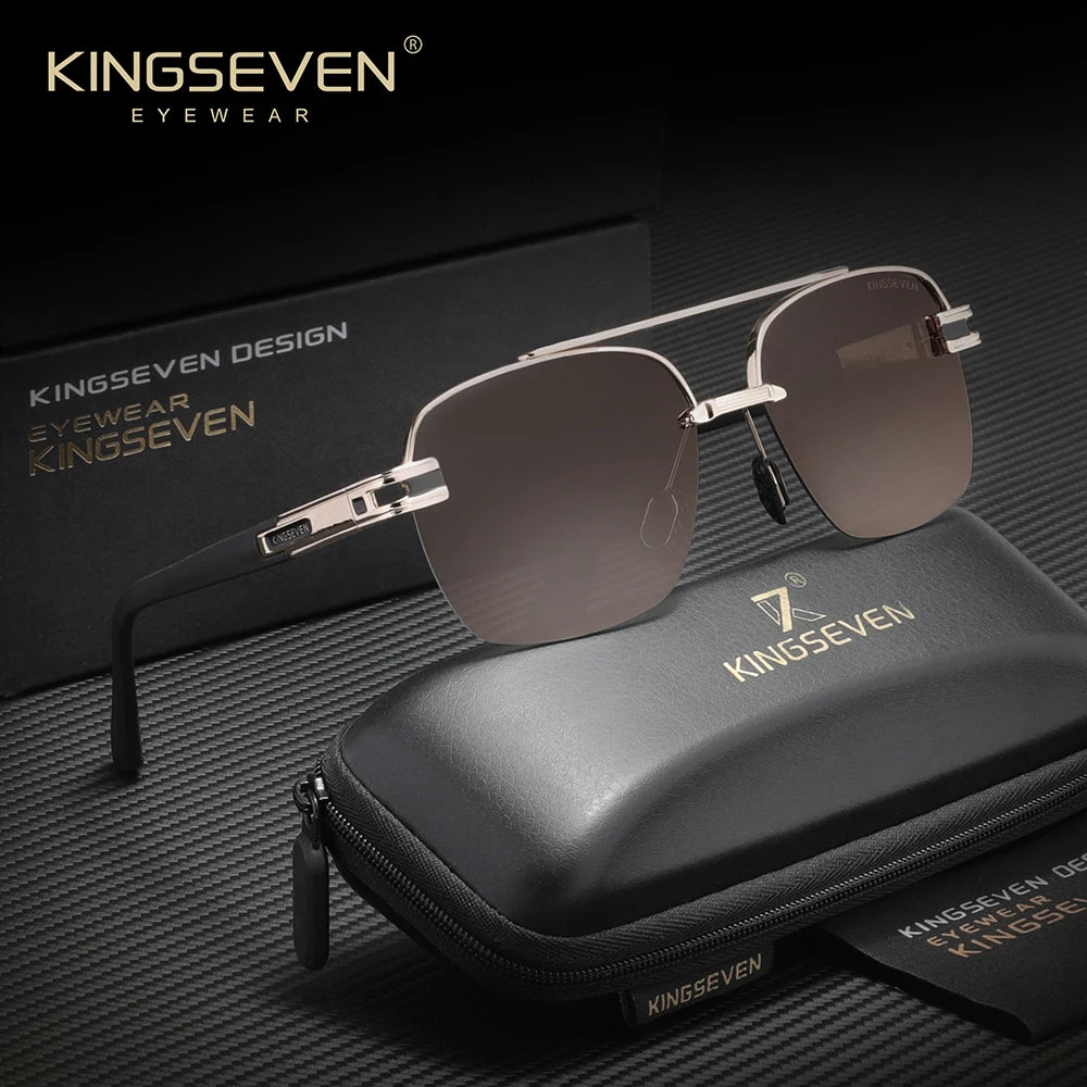 KINGSEVEN Popular Male Sunglasses Square Half Frame Men Women Summer Driving High Quality Polarized UV400 Anti-glare Eyewear