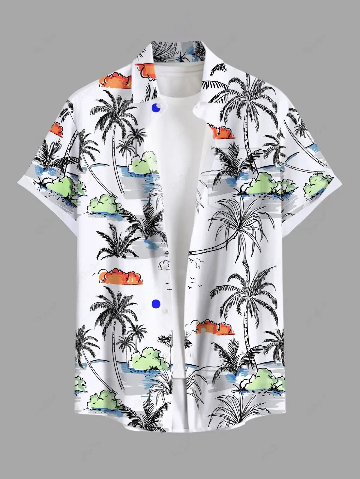Summer Tiki Men'S Hawaiian Shirt 3D Printed Short Sleeved Button Down Lapel Shirt Oversized Tops Casual Aloha Shirts Man