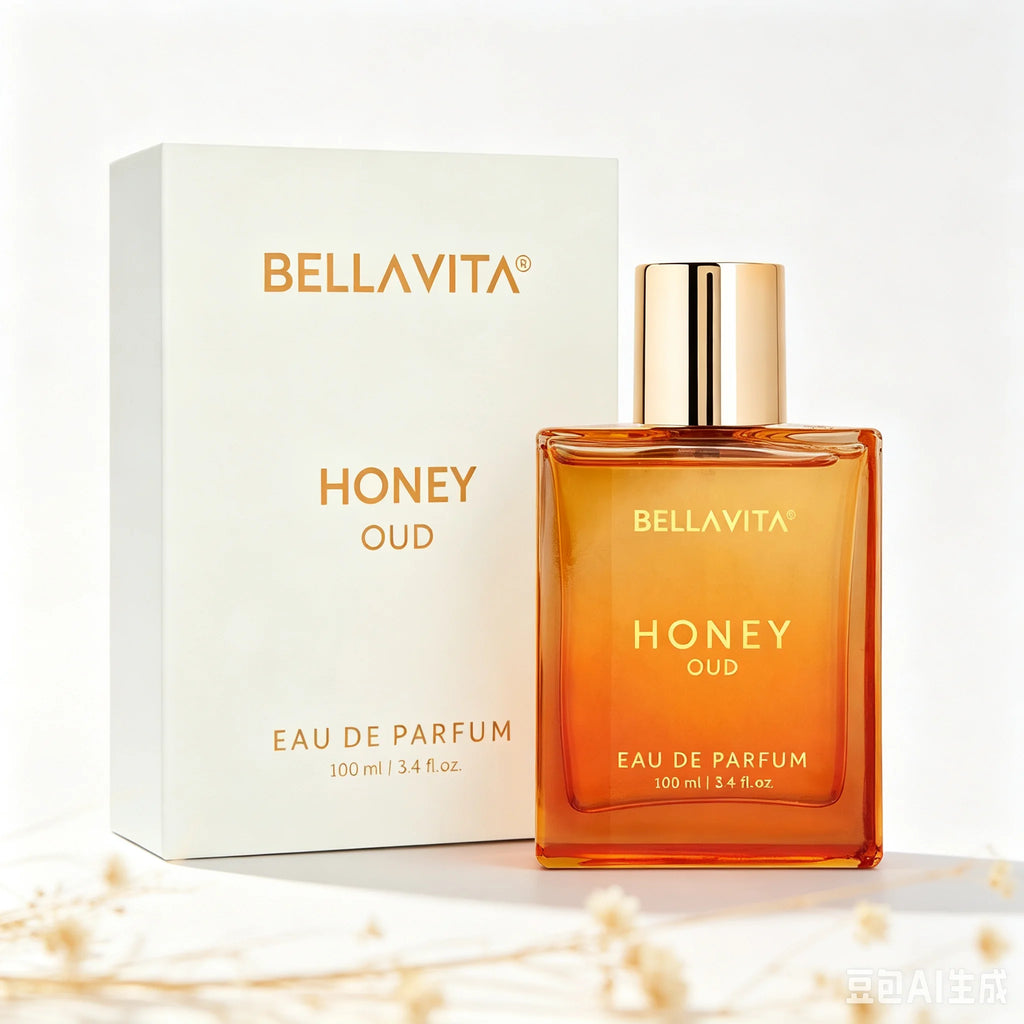 BELLAVITA Honey Oud Eau De Parfum 100ml Long Lasting Woody Sweet Fragrance Unisex Perfume Spray With Gift Box