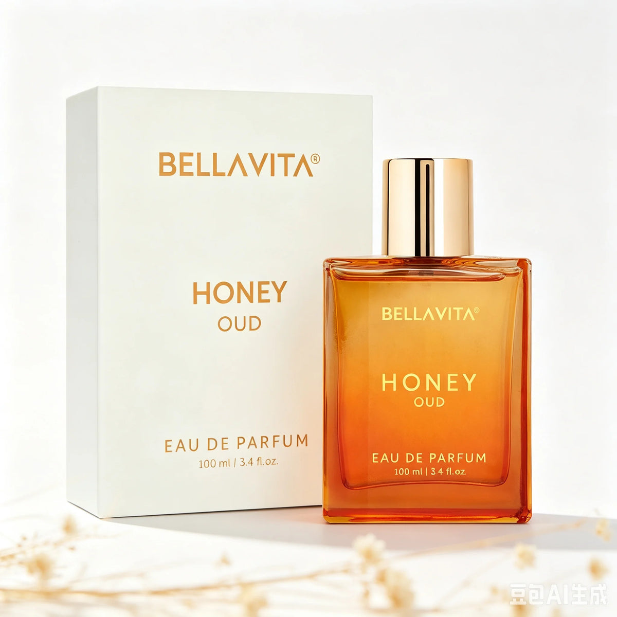 BELLAVITA Honey Oud Eau De Parfum 100ml Long Lasting Woody Sweet Fragrance Unisex Perfume Spray With Gift Box