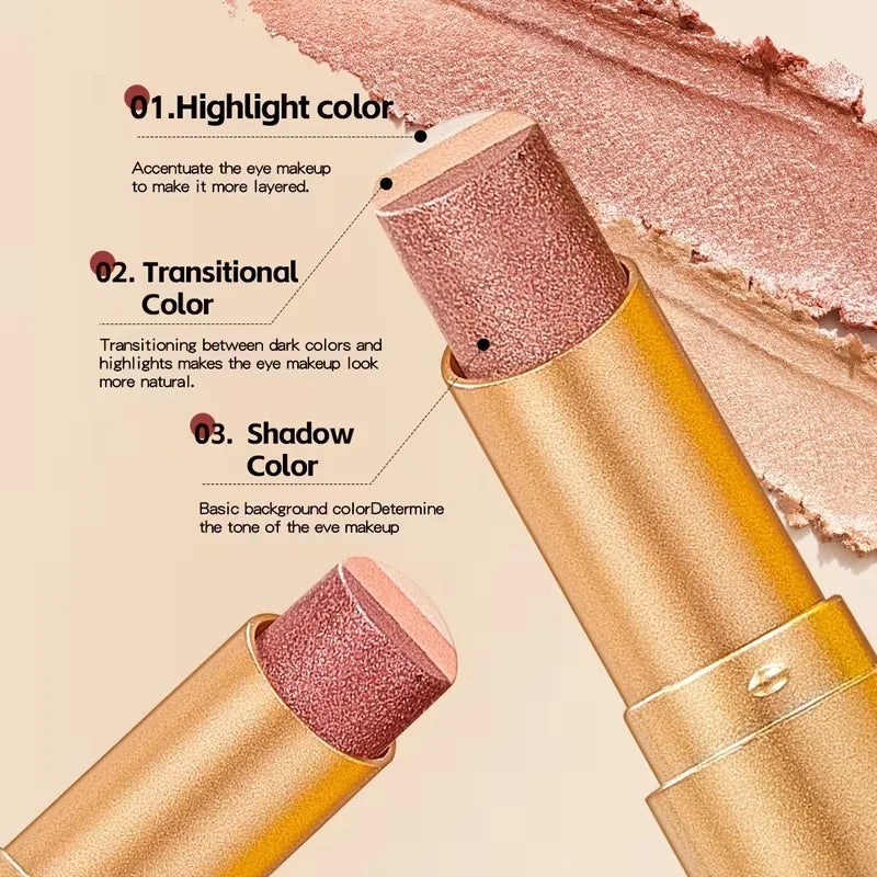 3-in-1 Cream Eyeshadow Stick Matte & Shimmer, Smooth Easy Apply Long Lasting Multicolor Eye Shadow for Daily Makeup