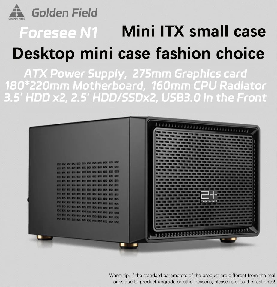 Golden Field Foresee N1 Desktop Computer Case MINI-ITX Mini Chassis Support 18*22CM Motherboard 4 Drive
