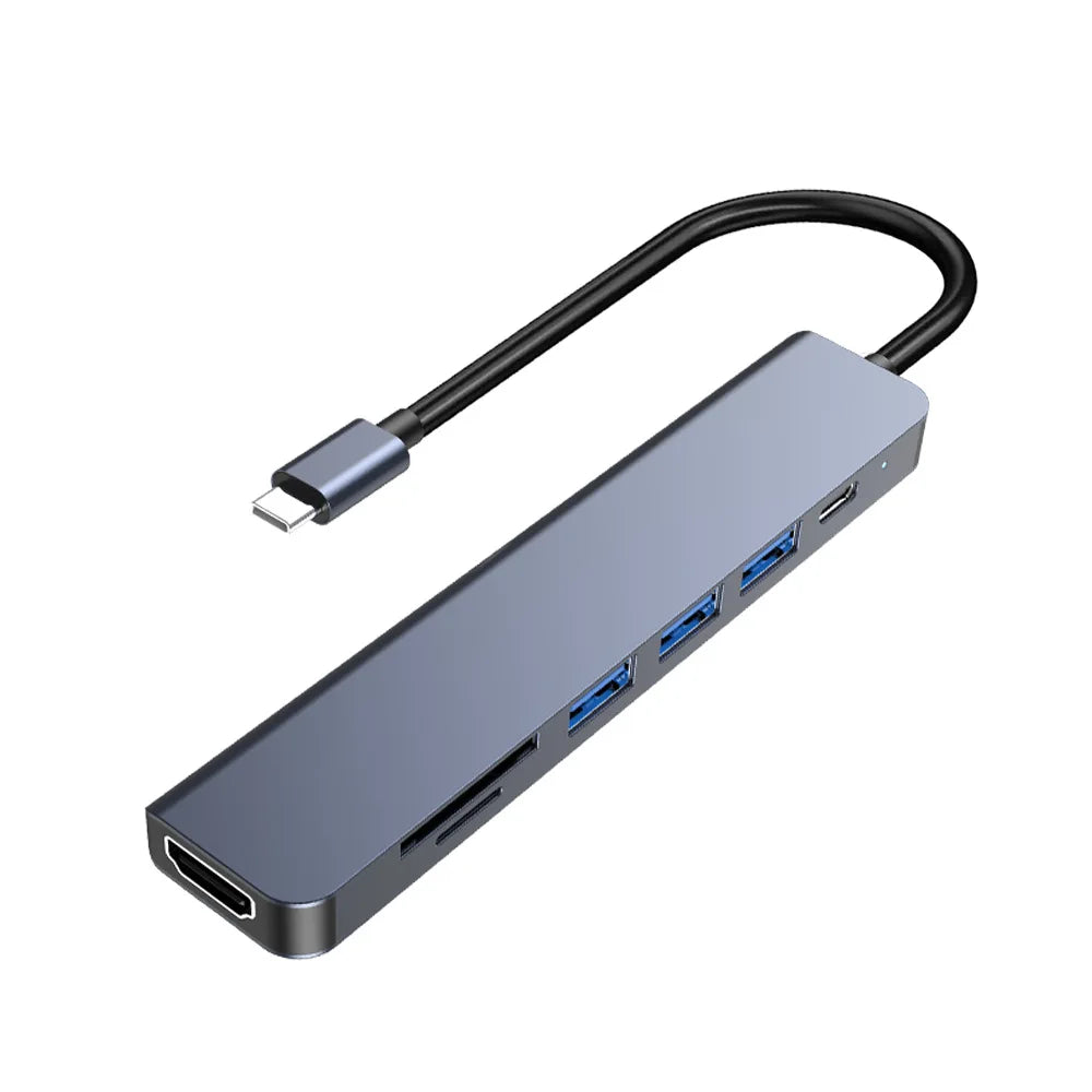 7-in-1 USB C Hub, 4K HDMI USB 3.0 Docking Station, 87W PD Charging, SD/TF Card Reader, Compatible for Laptop, Tablet, Phone