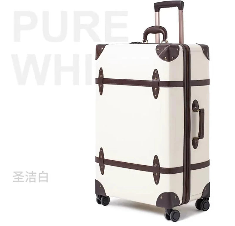 2025 New Vintage Luggage Set 20 inch Boarding Box 28 Inch Large Capacity Suitcase 14'' Cosmetic Case PP+PU Rolling Luggage
