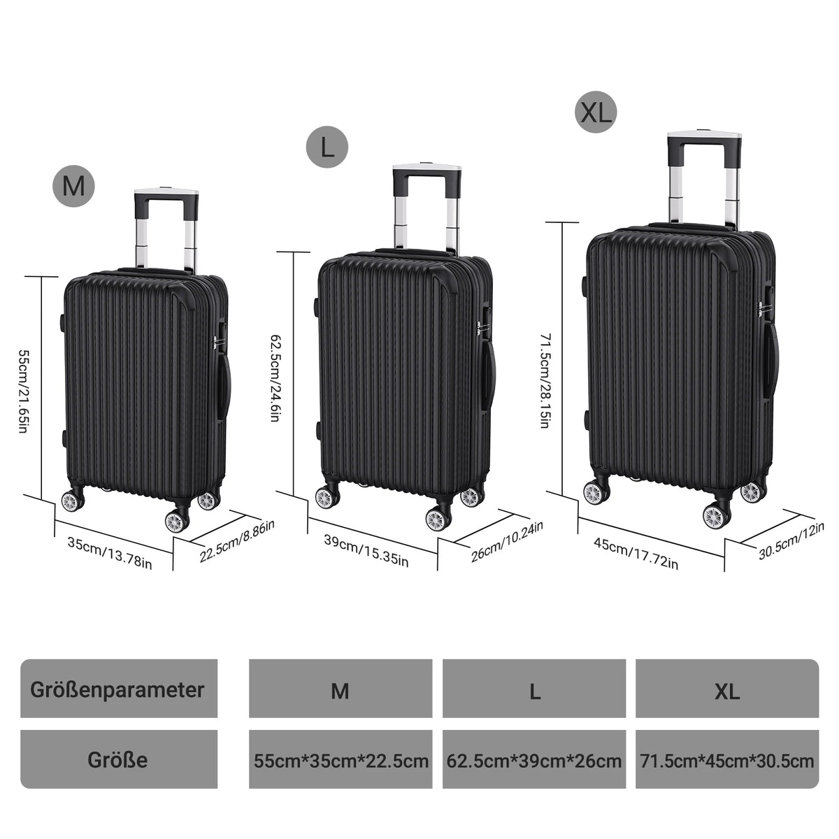Comanlai Travel Suitcase Set of 3 Hard Shell Luggage 20/24/28 Inch 360° Spinner Wheel TSA Lock For Air Train Travel for Students