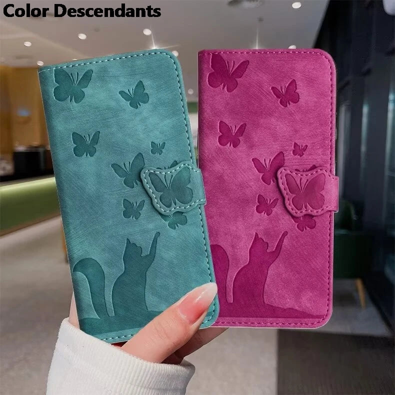 Flip Wallet Funda Butterfly Cat Holster Phone Case For Poco C65 C75 M3 M6 X3 X5 Pro NFC 4G Book Cover