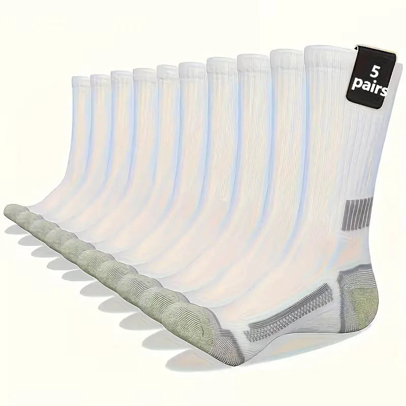 5/10 pairs of men's striped long tube sports socks breathable fashionable suitable for basketball training outdoor running socks