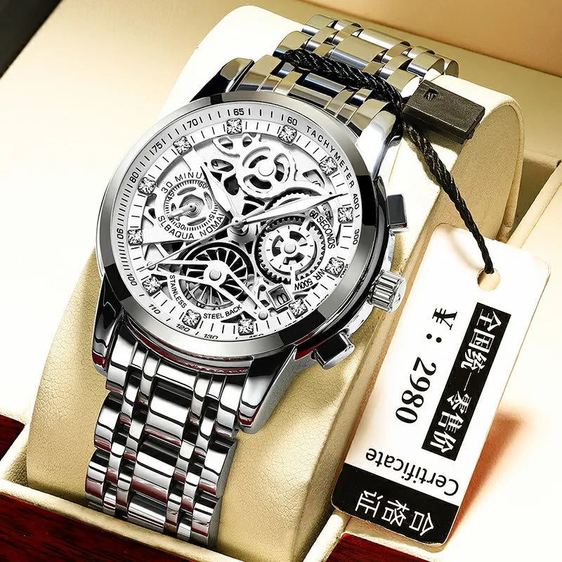 Ruizhiyuan best-selling gold watch - men's luxury waterproof watch, large gold-plated watch