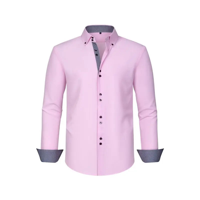 NEW-Mens Dress Shirts Regular Fit Long Sleeve Stretch Business Dress Shirts For Men