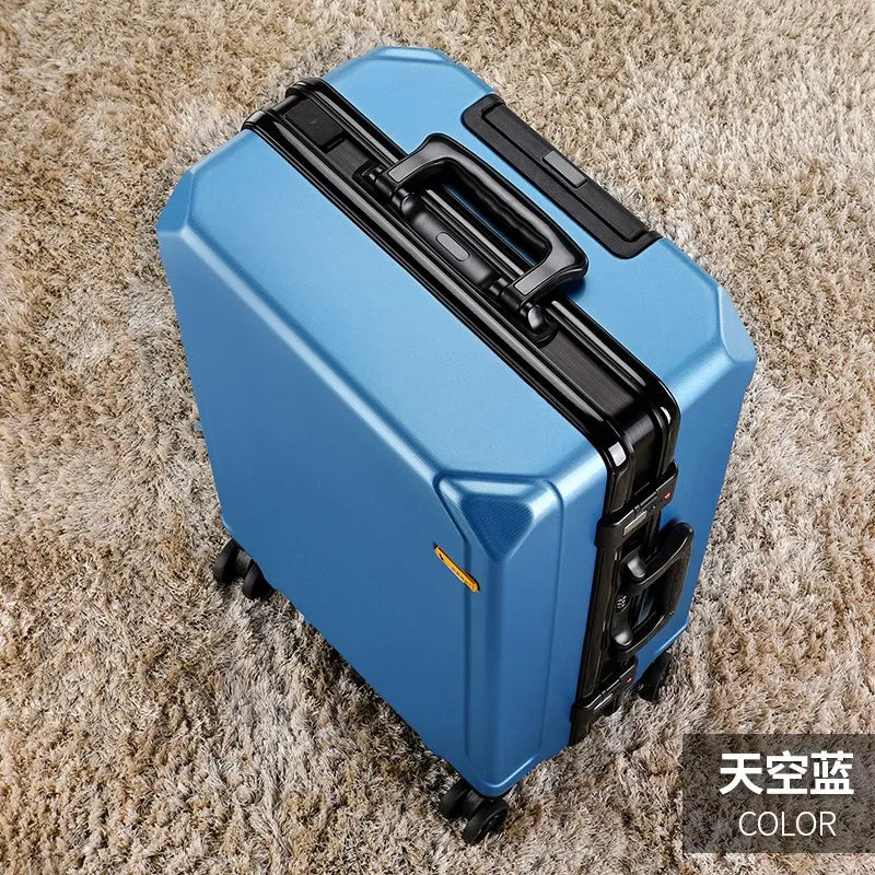 New Fashion rolling luggage aluminum frame USB charging trolley suitcase 20/24/26/28 inch students password travel luggage